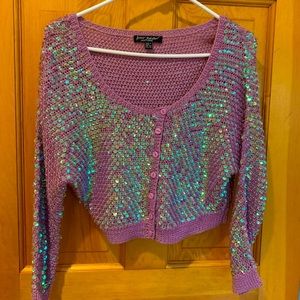 Vintage 90s Betsey Johnson Pink Sequined Cardigan Top